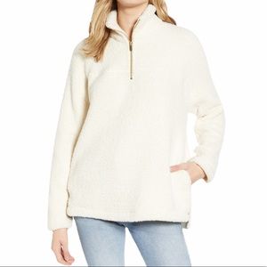 THREAD AND SUPPLY Ivory Drayton Cozy Fleece 1/4 Zip Pullover
